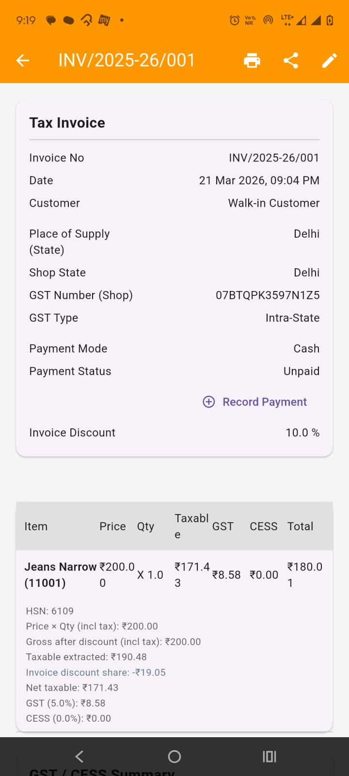 Sales Workflow: Invoice Details Screen – Scene 3 scene image