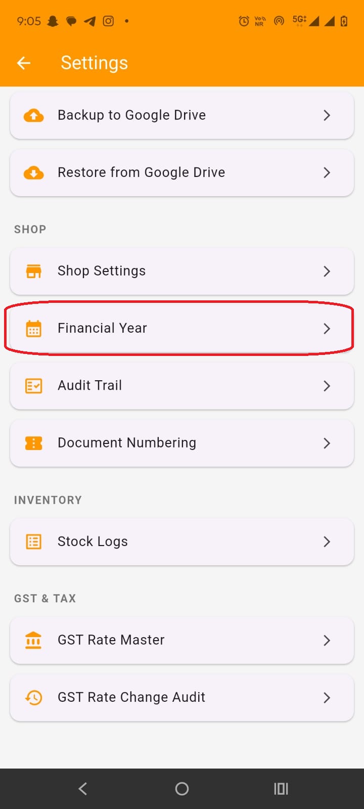 Shop Settings, Financial Year, and GST Baseline – Scene 3 scene image